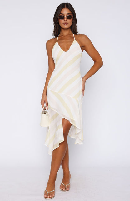 On His Mind Midi Dress Citrus Stripe