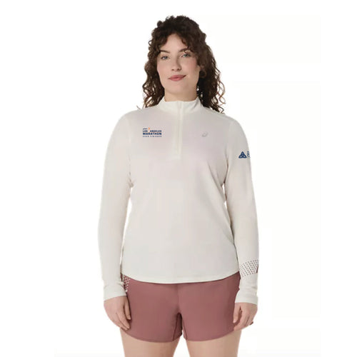 2026 Los Angeles Marathon FINISHER - ASICS Women's Icon 1/2 Zip Cream (2012D175) (LA26-34)