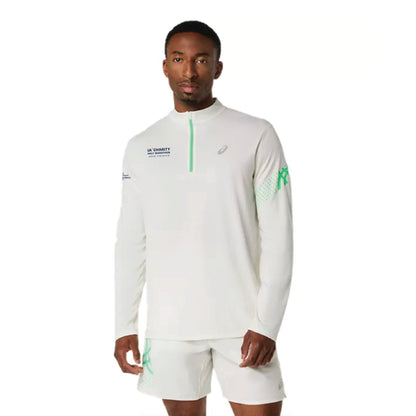 2026 Los Angeles Charity Half Marathon FINISHER - ASICS Men's Icon Long Sleeve 1/2 Zip Cream/Vital Green (2011D459) (LA26-40)