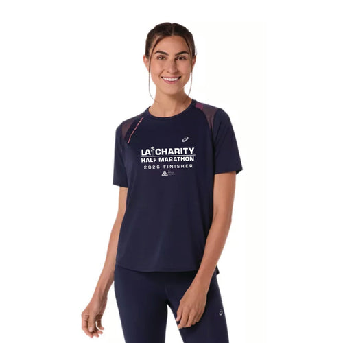 2026 Los Angeles Charity Half Marathon FINISHER - ASICS Women's Road SS Top Midnight (2012D371) (LA26-39)