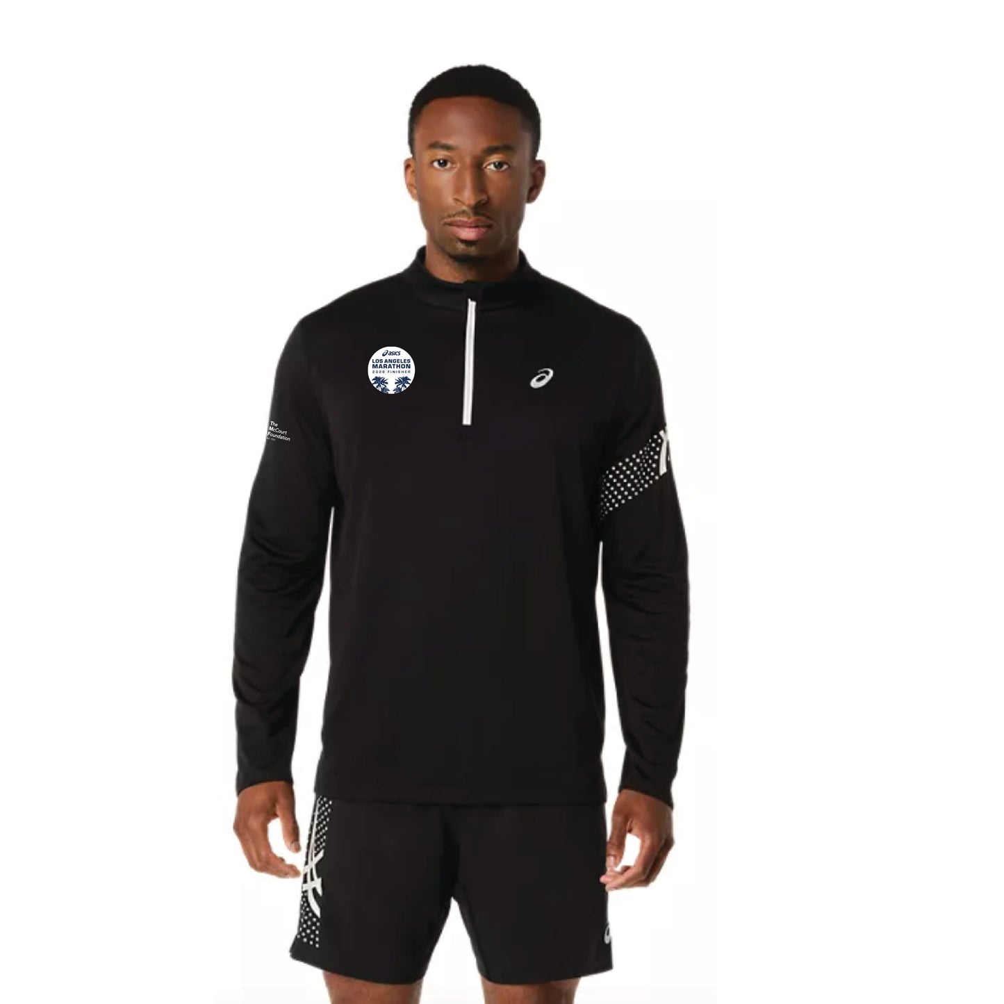 2026 ASICS Los Angeles Marathon FINISHER - ASICS Men's Icon Long Sleeve 1/2 Zip Black (2011D459) (LA26-36)