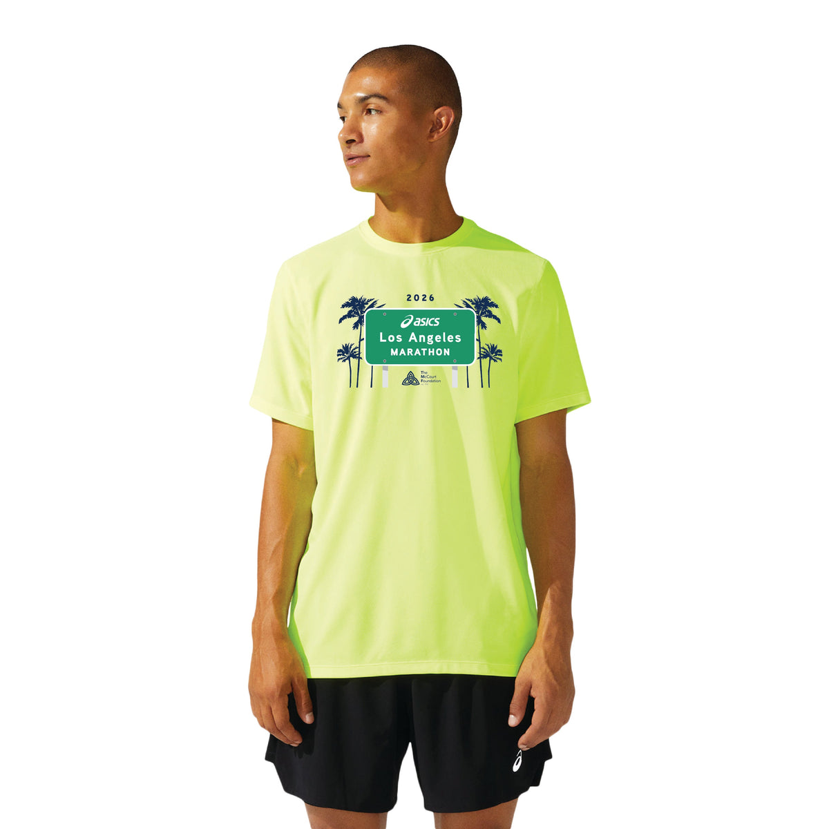 2026 ASICS Los Angeles Marathon - ASICS Men's Ready Set Short Sleeve Tee Safety Yellow (2011b458) (LA26-18)