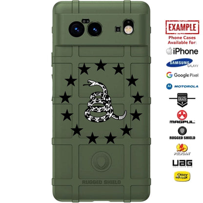 13 Stars Gadsden Snake Don't Tread on Me Custom Printed Case Design for Apple, Samsung, Google & Motorola Phone Models