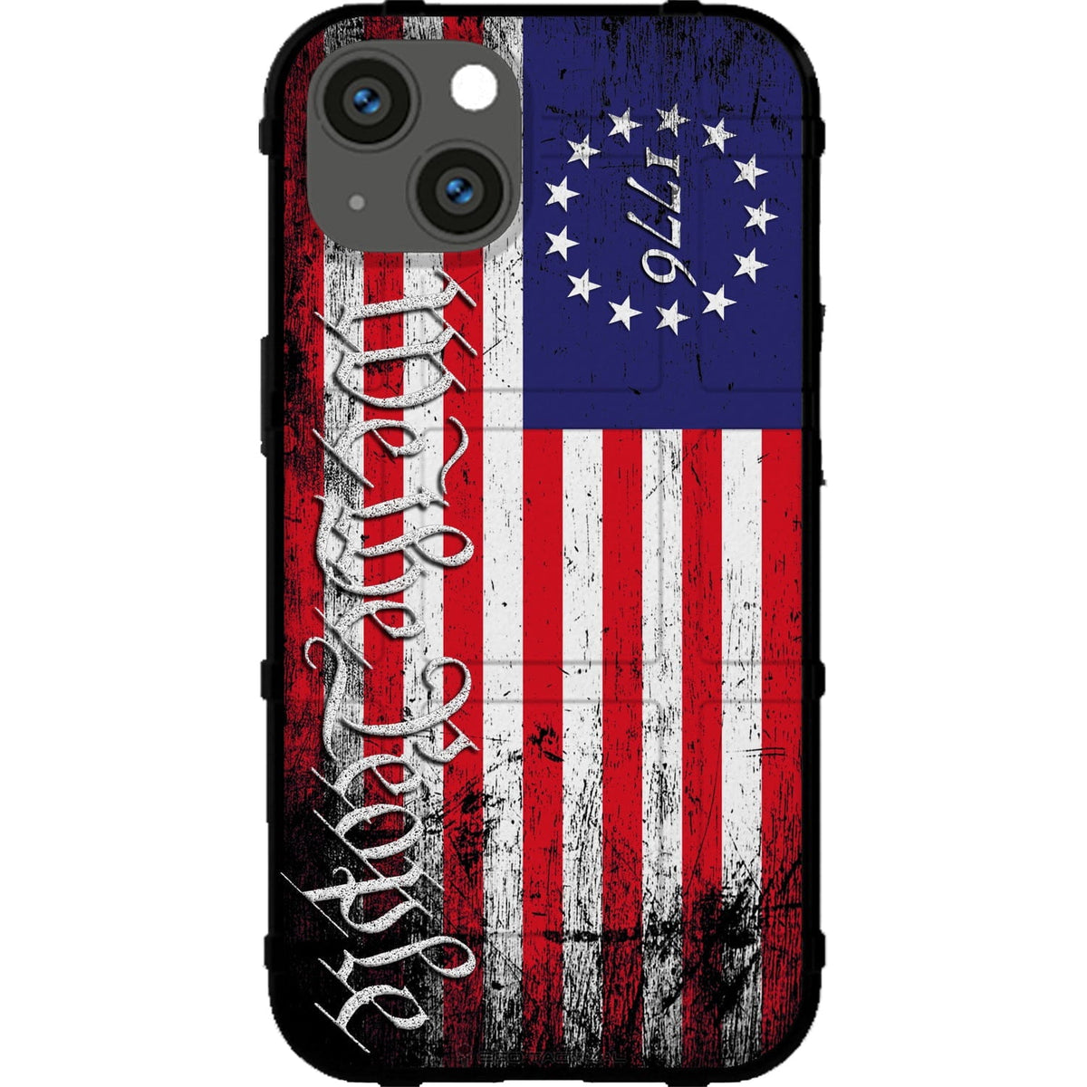 US 13-Star 1776 American Flag We The People Tattered Flag Custom Printed Case Design for Apple, Samsung, Google & Motorola Phone Models
