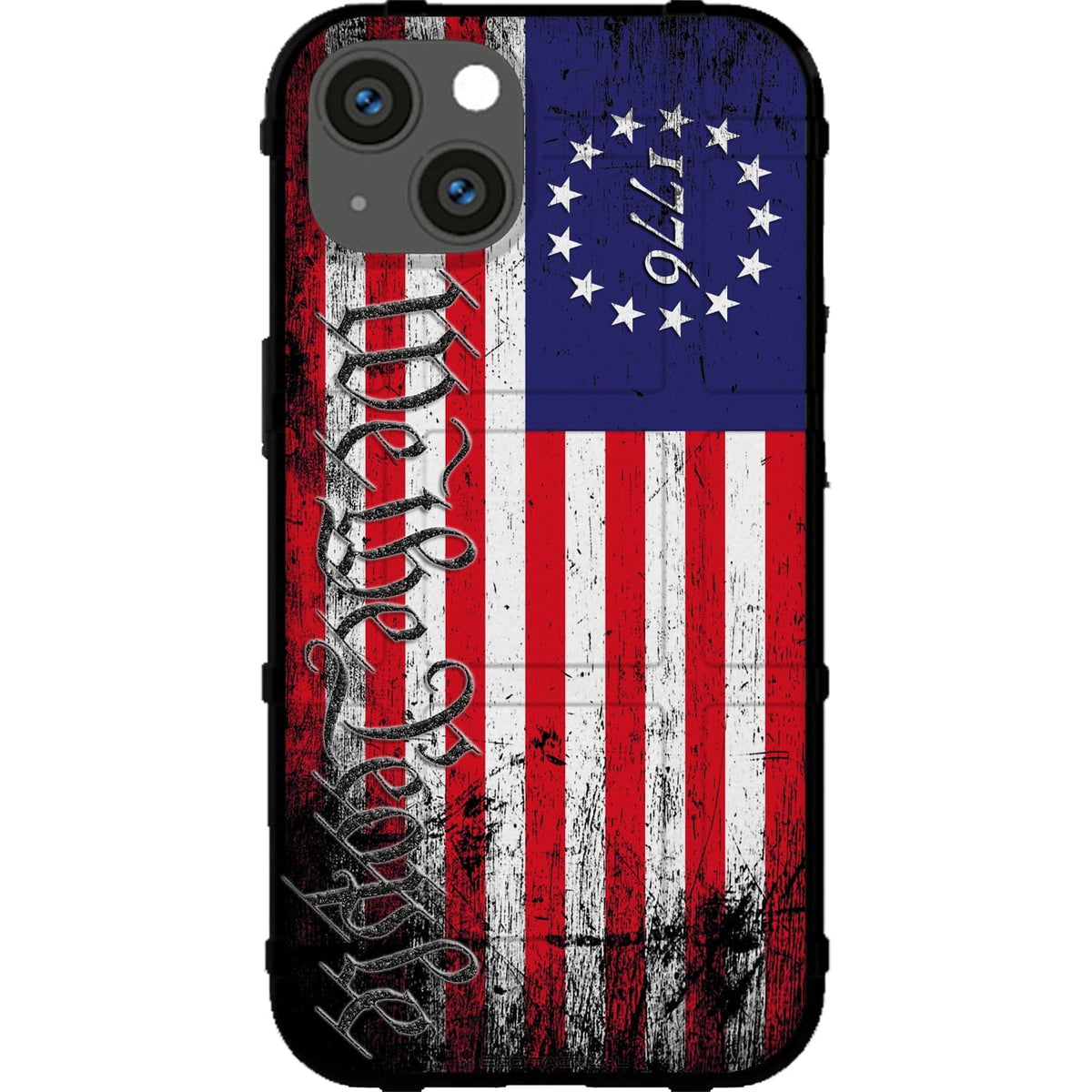 US 13-Star 1776 American Flag We The People Tattered Flag Custom Printed Case Design for Apple, Samsung, Google & Motorola Phone Models