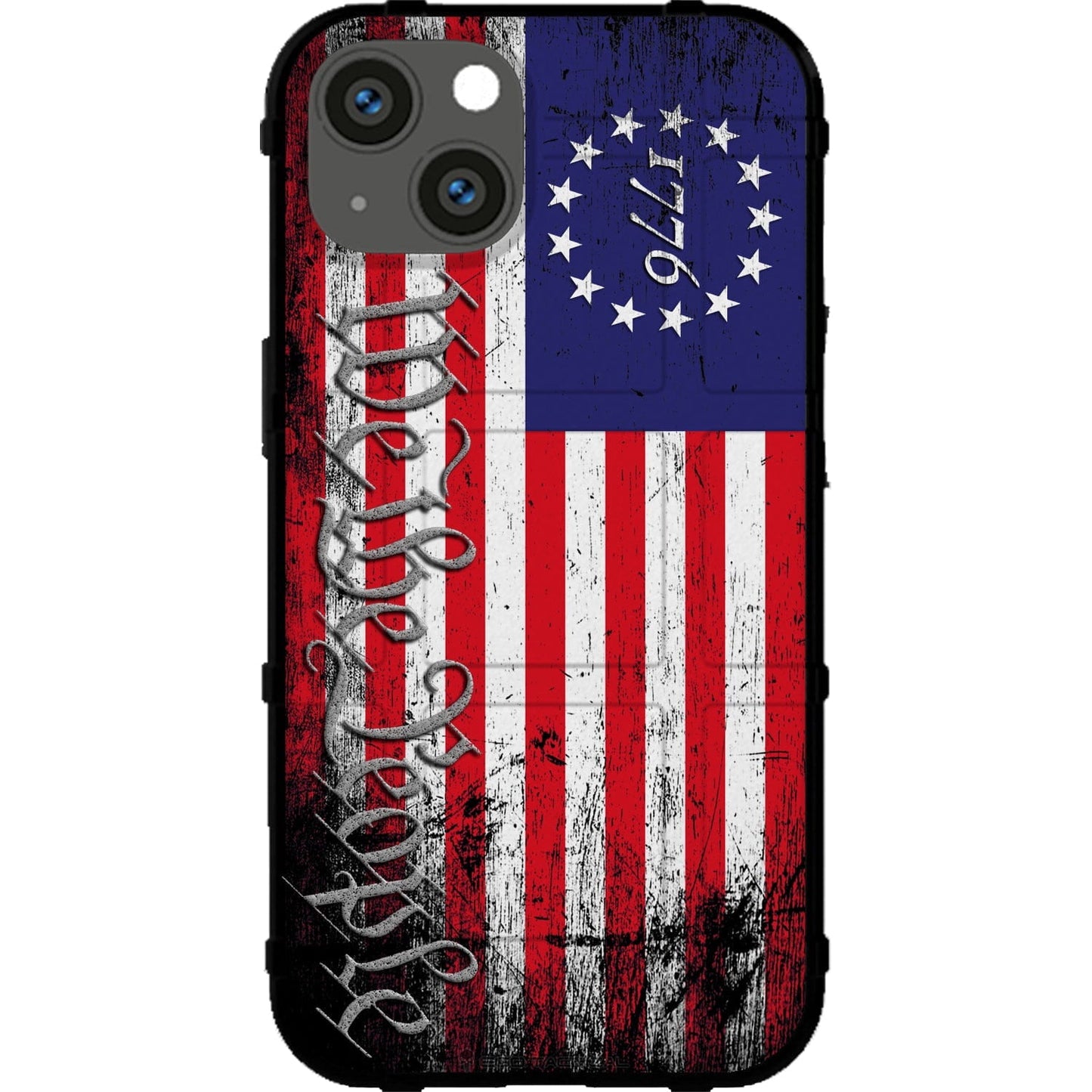 US 13-Star 1776 American Flag We The People Tattered Flag Custom Printed Case Design for Apple, Samsung, Google & Motorola Phone Models