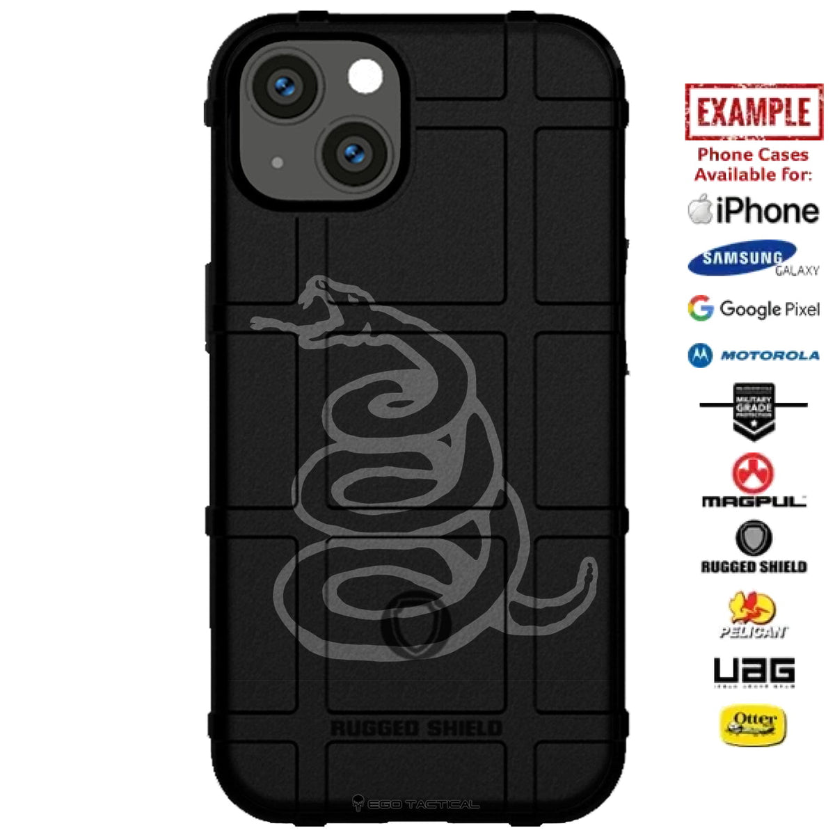Black Coiled Snake on Black Custom Printed Case Design for Apple, Samsung, Google & Motorola Phone Models