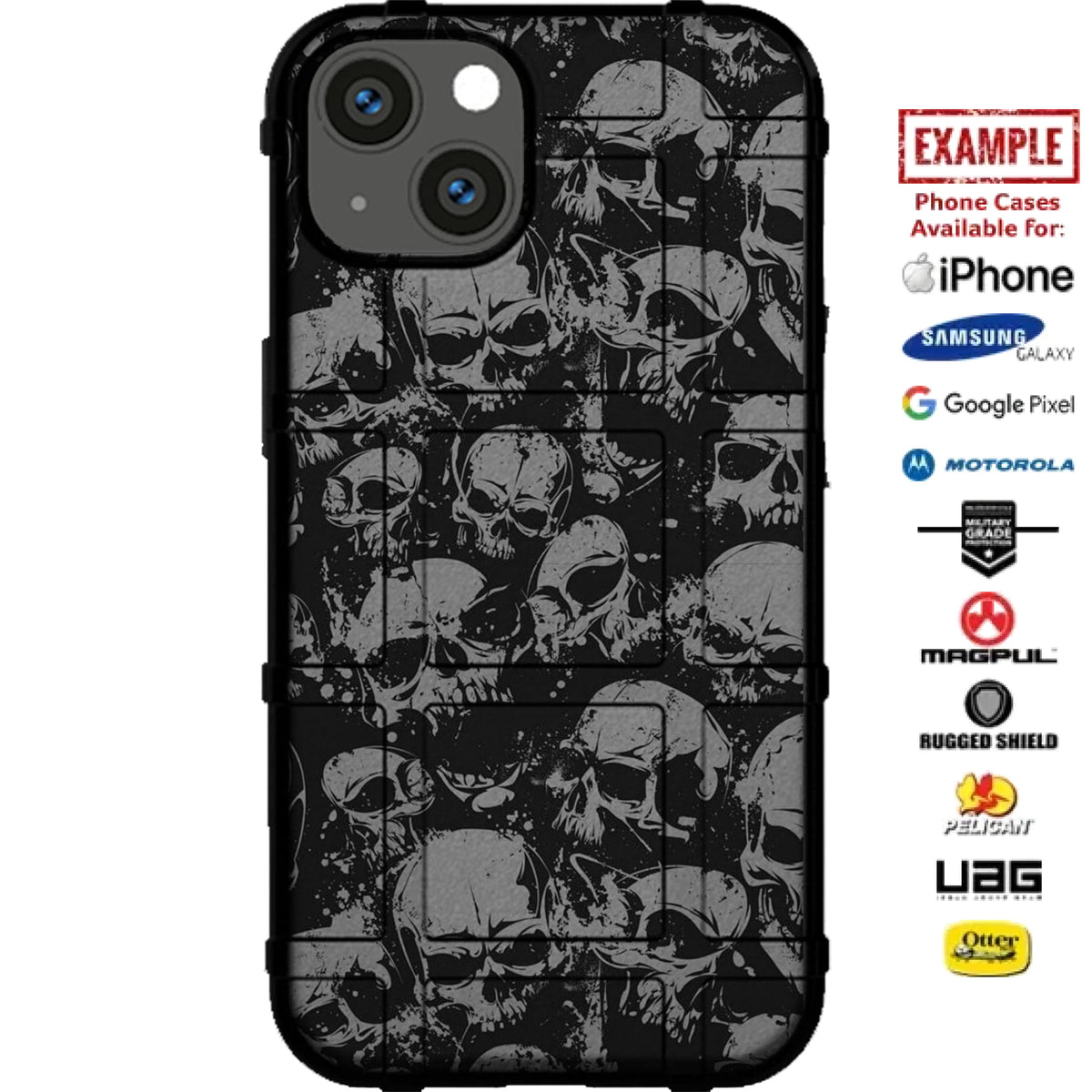 Silver Skulls Print Custom Printed Case Design for Apple, Samsung, Google & Motorola Phone Models