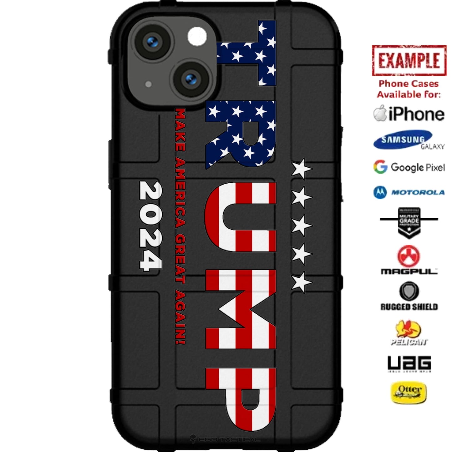 Trump 2024 Custom Printed Case Design for Apple, Samsung, Google & Motorola Phone Models