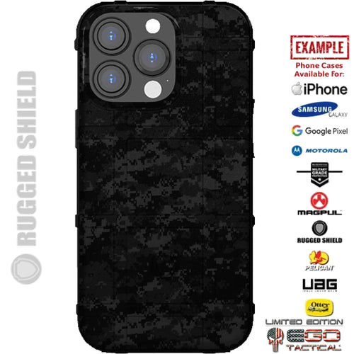 Black Digi Camouflage Custom Printed Case Design for Apple, Samsung, Google & Motorola Phone Models