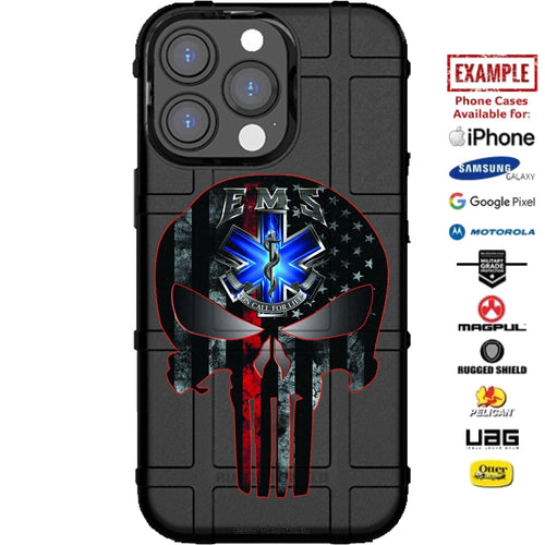 EMS Punisher Skull Custom Printed Case Design for Apple, Samsung, Google & Motorola Phone Models