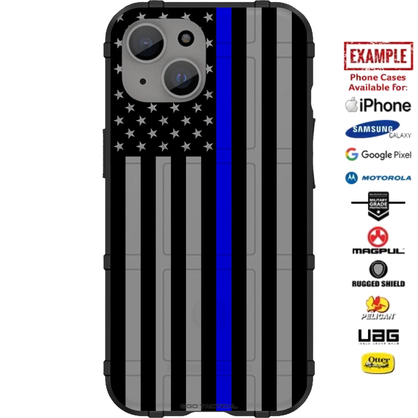 Forward or Reversed US American Flag Subdued Thin Line on Grey Custom Printed Case Design for Apple, Samsung, Google & Motorola Phone Models