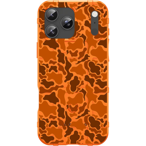Orange Rugged Shield TPU Case with MagSafe Ring - Orange Duck Pebble Camo Design for iPhone 17 Pro & 17 Pro Max phone models
