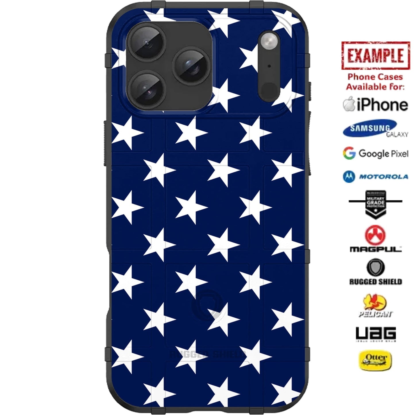 USA Field of Stars Custom Printed Case Design for Apple, Samsung, Google & Motorola Phone Models