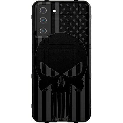 Punisher over Subdued Reversed Black Printed US American Flag Custom Printed Case Design for Apple, Samsung, Google & Motorola Phone Models