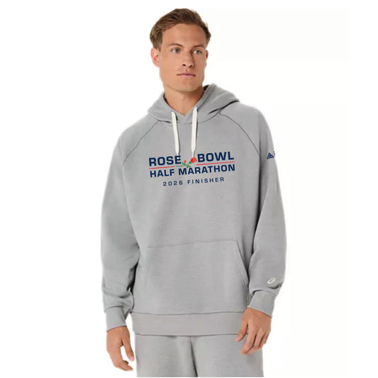 2026 Rose Bowl Half Marathon *FINISHER* - ASICS Unisex Fleece Relaxed Pullover Hoodie Grey Heather (2031F470) (RB26-20)
