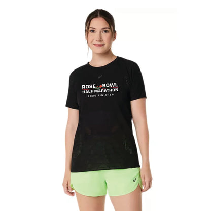 2026 Rose Bowl Half Marathon *FINISHER*  - ASICS Women's Metarun Short Sleeve Top Black (2012D418) (RB26-21)