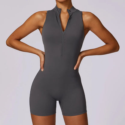 Backless Yoga Jumpsuit Shorts Set
