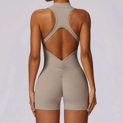 Backless Yoga Jumpsuit Shorts Set