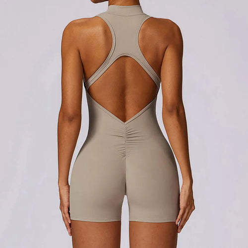 Backless Yoga Jumpsuit Shorts Set