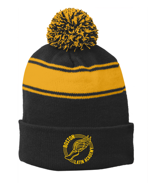 Boston Latin Academy T&F - Stripe Pom Pom Beanie (STC28)