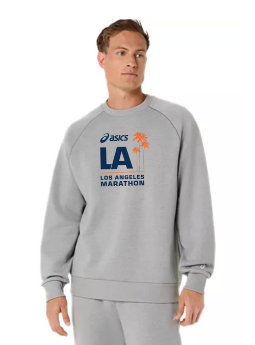 2027 ASICS Los Angeles Marathon - ASICS Unisex Fleece Crewneck Sweatshirt Grey Heather (2031F469) (LA27-07)