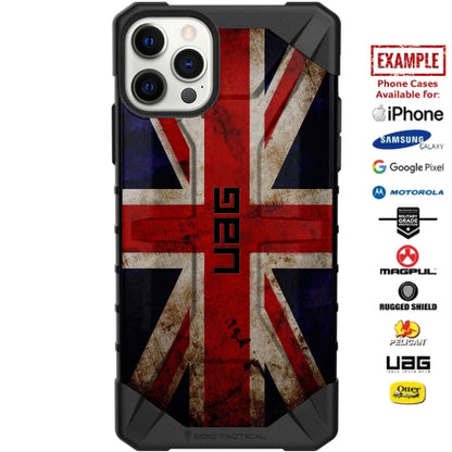 Distressed United Kingdom, British Union Jack Flag Custom Printed Case Design for Apple, Samsung, Google & Motorola Phone Models