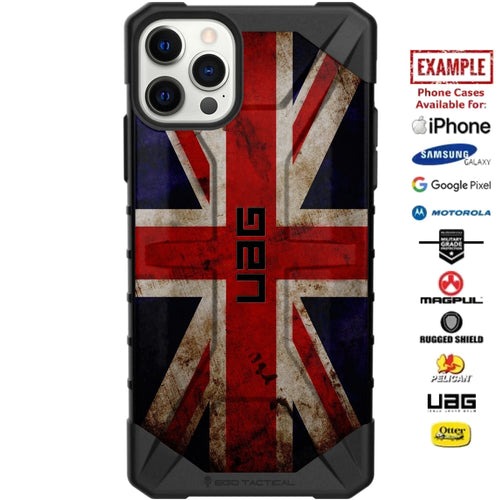 Distressed United Kingdom, British Union Jack Flag Custom Printed Case Design for Apple, Samsung, Google & Motorola Phone Models