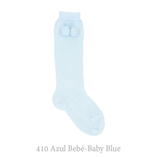 Baby Blue Pom Pom Socks