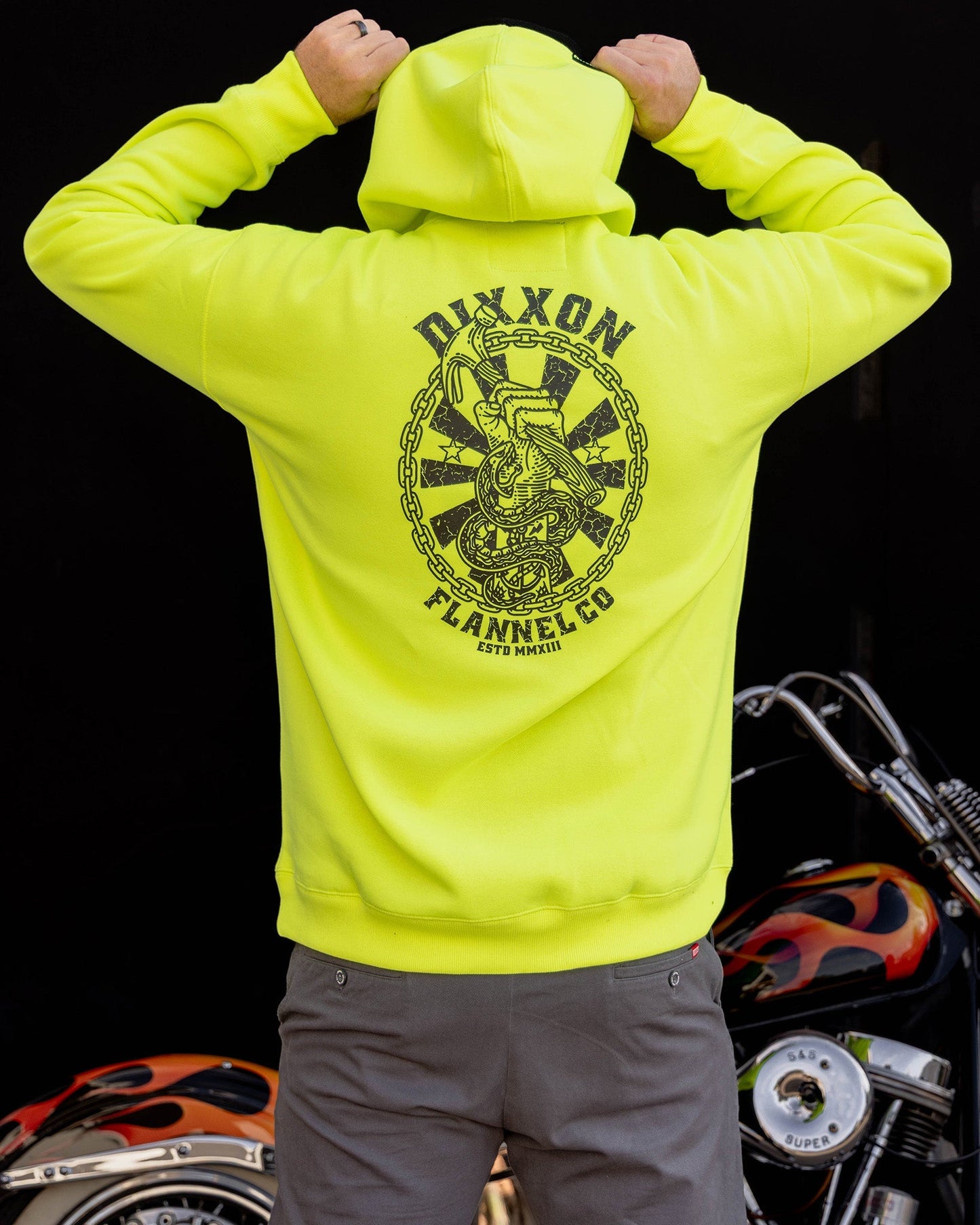 Black Hammersnake Pullover Hoodie - Safety Yellow