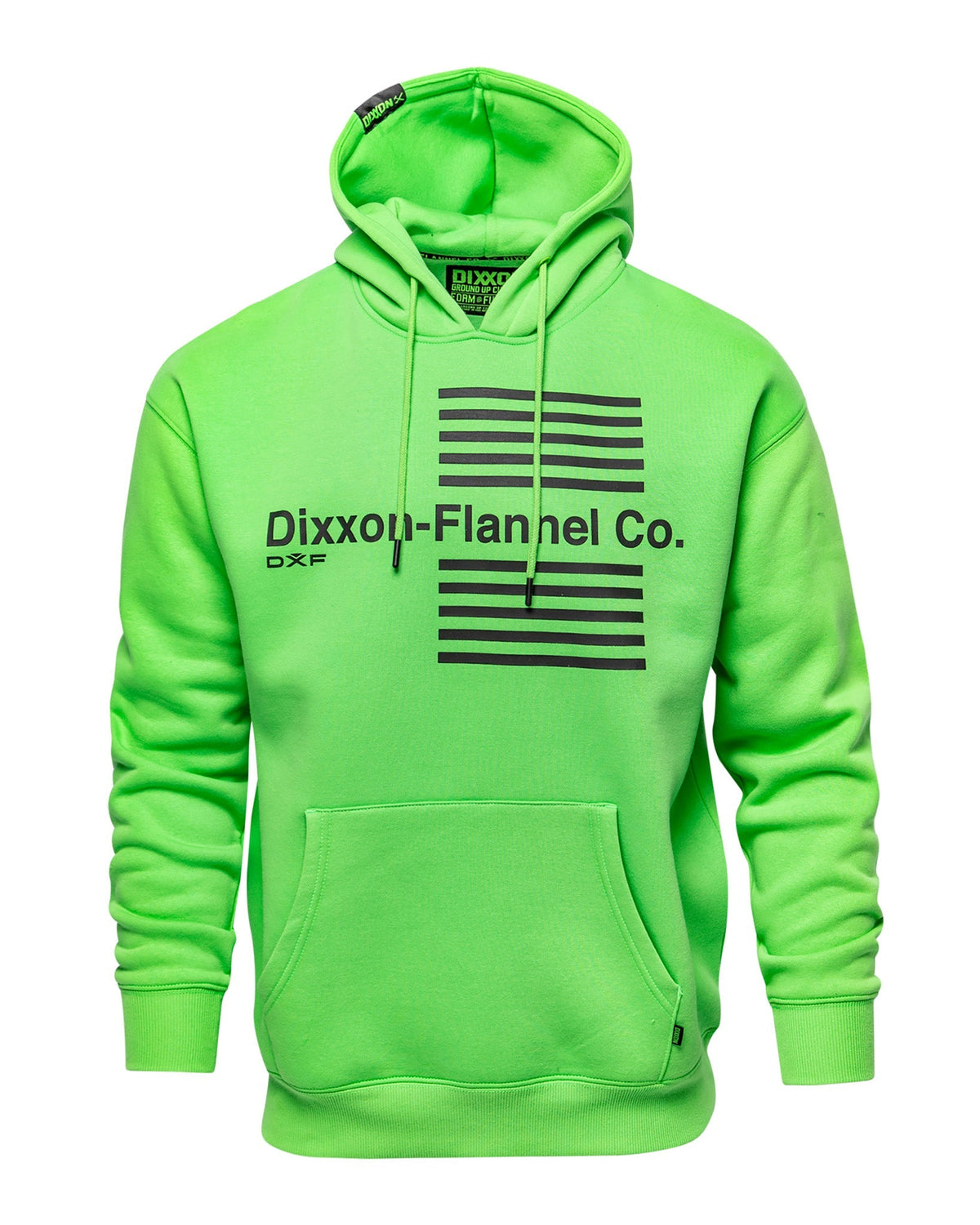 Black Streamline Pullover Hoodie - Safety Green