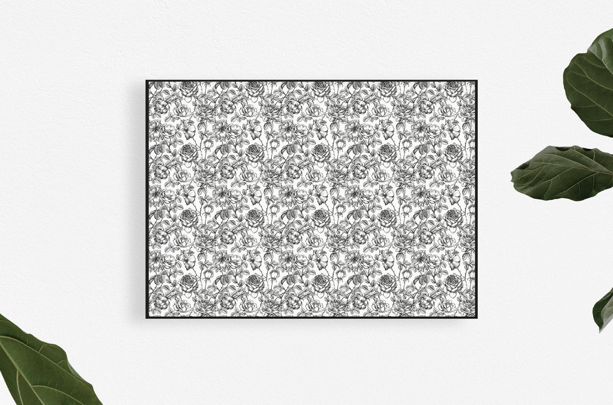 Black and White Floral Wallpaper