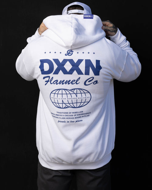 Blue Tech Zip Up - White
