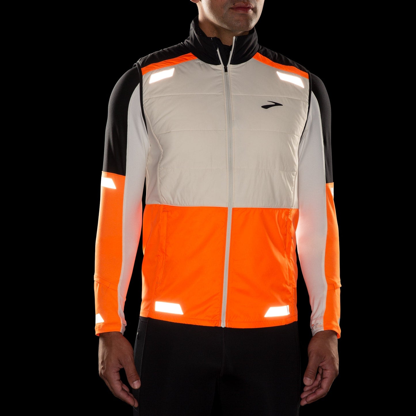 Brooks Run Visible Insulated Vest - Ecru/Fluoro Flash/Black - MEN (211518)