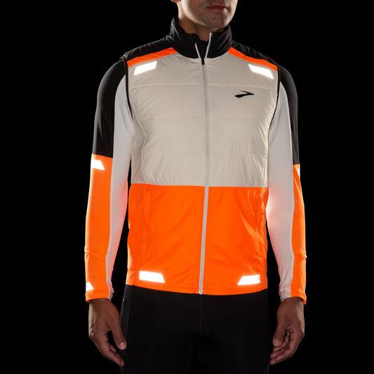 Brooks Run Visible Insulated Vest - Ecru/Fluoro Flash/Black - MEN (211518)