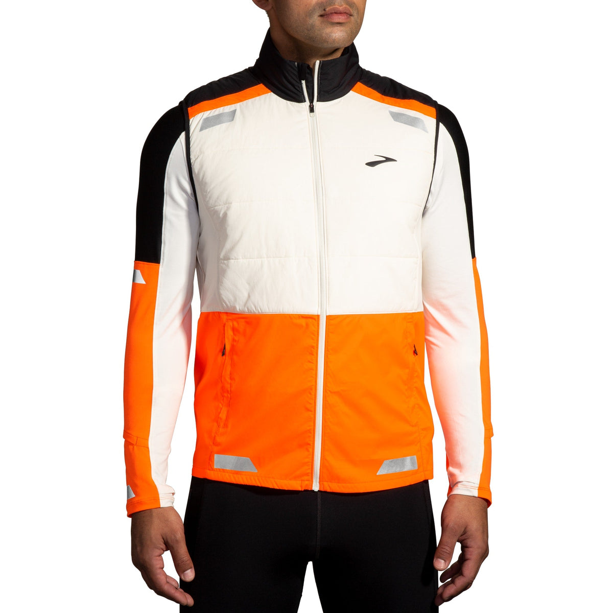 Brooks Run Visible Insulated Vest - Ecru/Fluoro Flash/Black - MEN (211518)