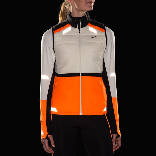 Brooks Run Visible Insulated Vest - Ecru/Fluoro Flash/Black - WOMEN (221688)