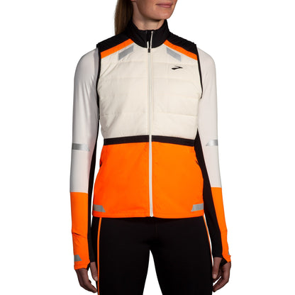 Brooks Run Visible Insulated Vest - Ecru/Fluoro Flash/Black - WOMEN (221688)