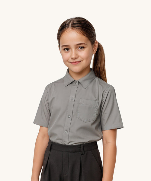 Eco Outfitters Grey Button-Up School Shirt - Short Sleeves