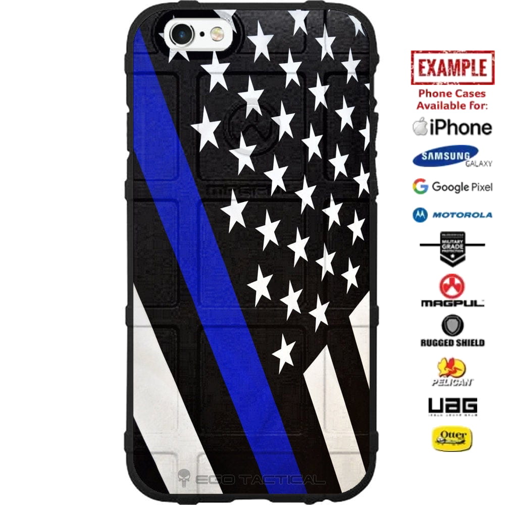 Black Subdued U.S. Flag Thin Line Police & Fireman Assorted Custom Printed Case Design for Apple, Samsung, Google & Motorola Phone Models