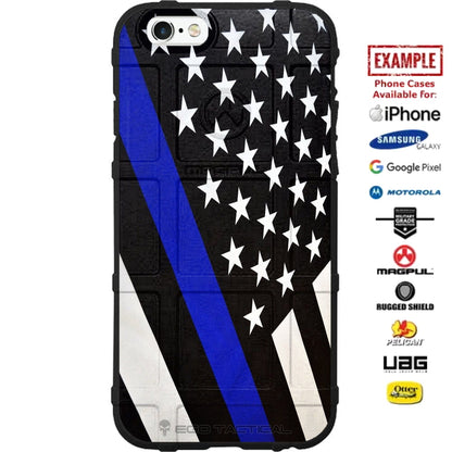 Black Subdued U.S. Flag Thin Line Police & Fireman Assorted Custom Printed Case Design for Apple, Samsung, Google & Motorola Phone Models