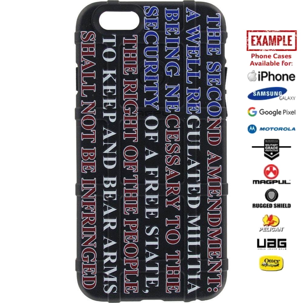 2nd Amendment Flag Custom Printed Case Design for Apple, Samsung, Google & Motorola Phone Models
