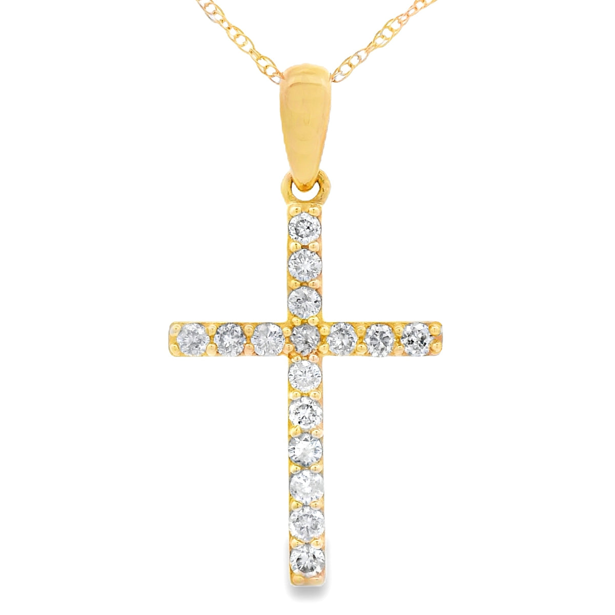 .25ct Diamond Cross Religious Pendant 14KT Yellow Gold