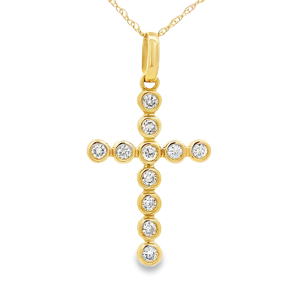 .31ct Diamond Cross Religious Pendant 14KT Yellow Gold