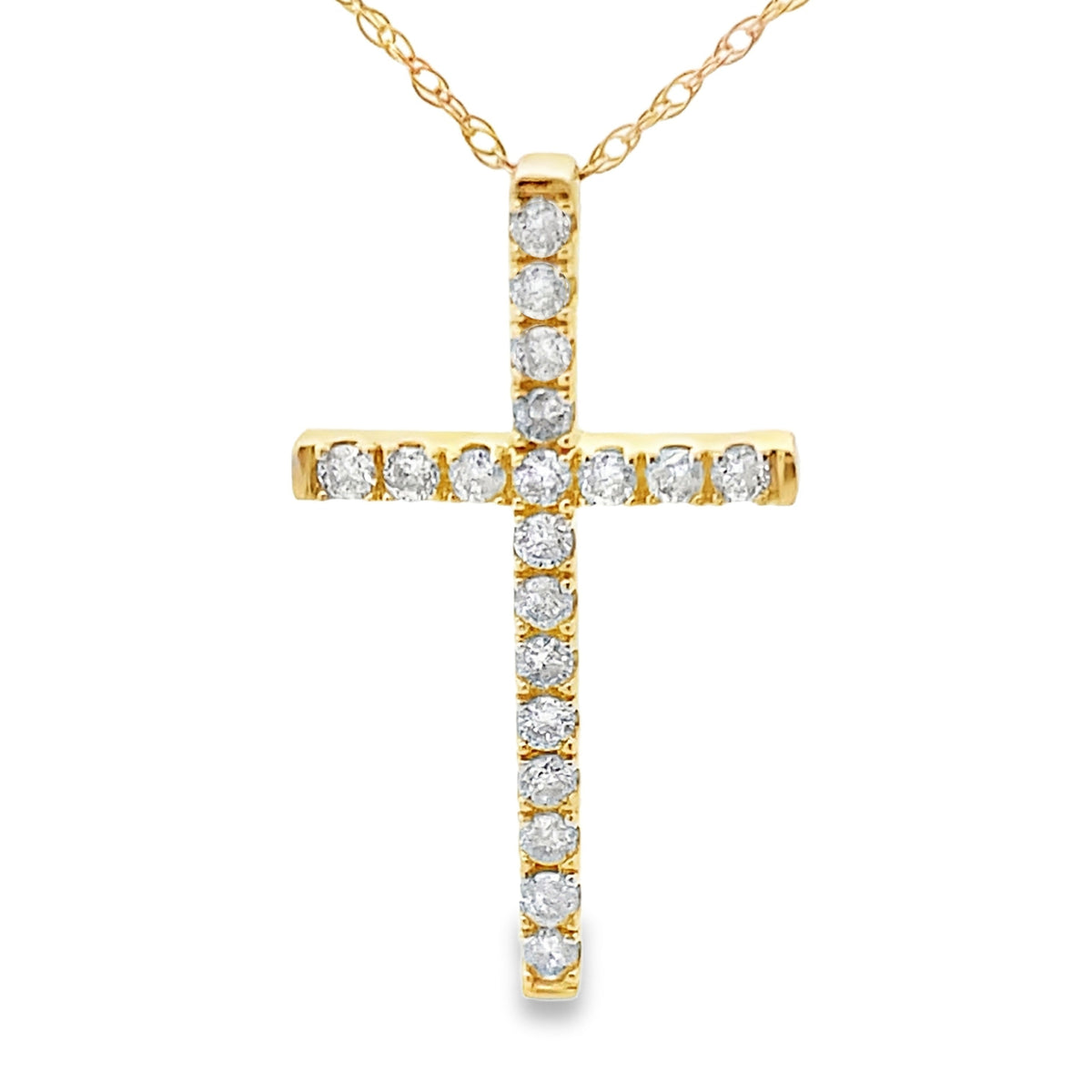 .24ct Diamond Cross Religious Pendant 14KT Yellow Gold