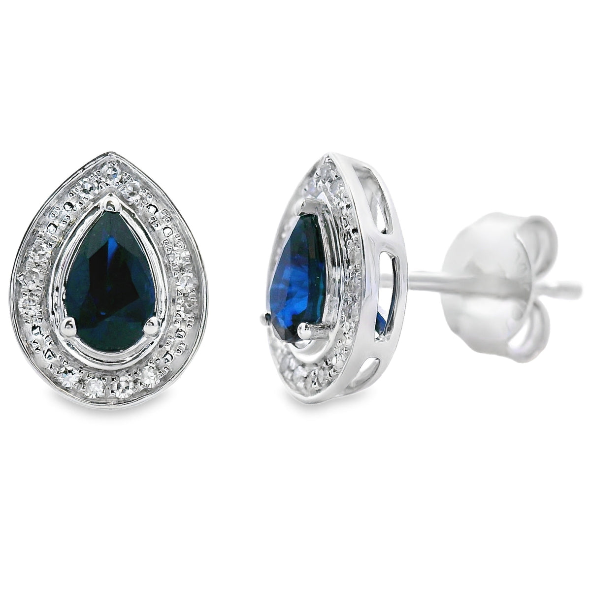 .58ct Sapphire Diamond Stud Earrings 10KT White Gold