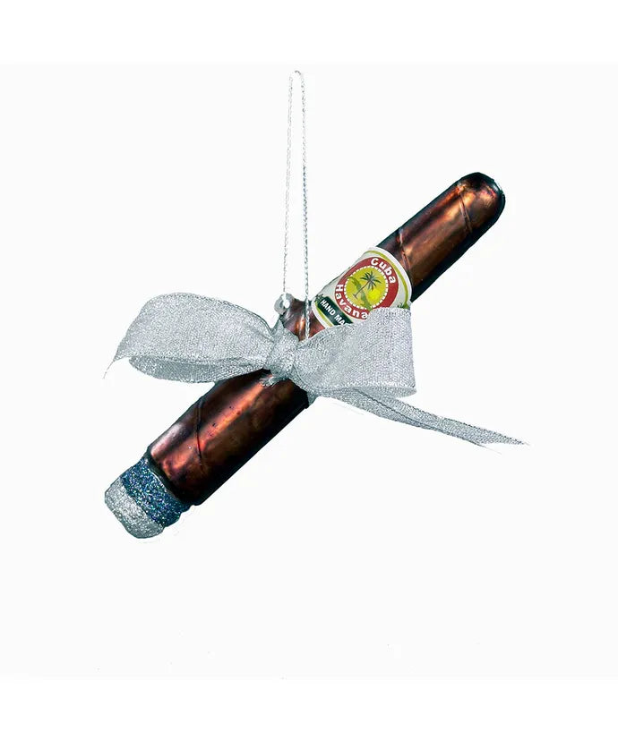 Cigar With Bow Glass Ornament - Noble Gemsâ¢