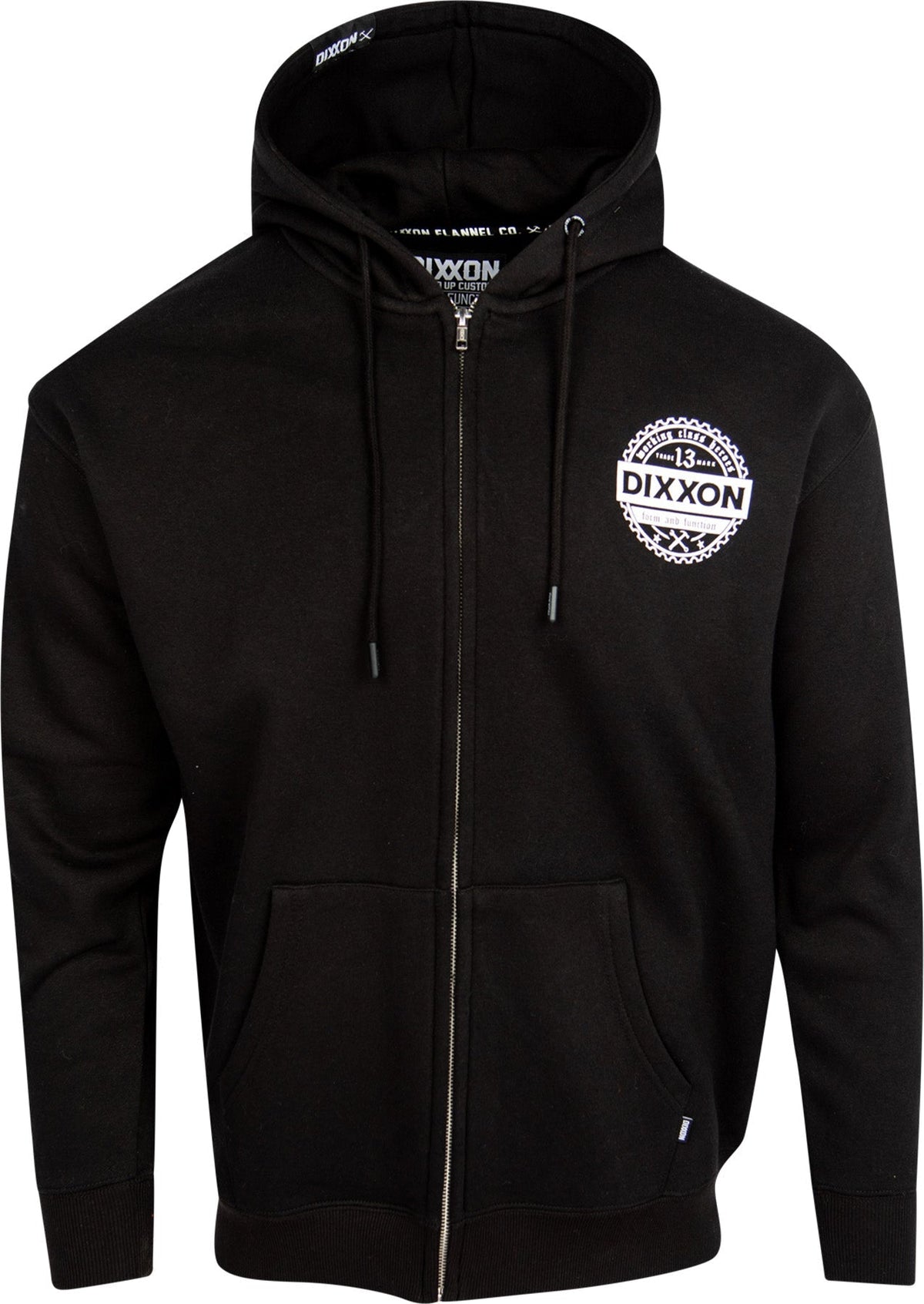 White Working Class Gear Zip Up Hoodie - Black